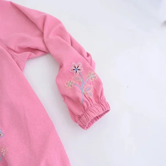 Vintage Alfred  Dunner Pink Embroidered Floral Button Up Lightweight Jacket 18W - Picture 3 of 13